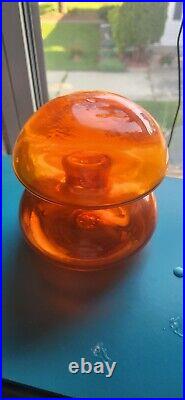 RARE Vintage MCM Greenwich Flint Craft Mushroom Decanter Orange