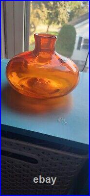 RARE Vintage MCM Greenwich Flint Craft Mushroom Decanter Orange