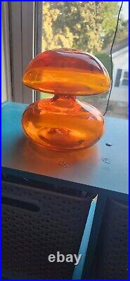 RARE Vintage MCM Greenwich Flint Craft Mushroom Decanter Orange