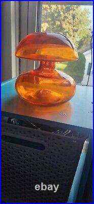 RARE Vintage MCM Greenwich Flint Craft Mushroom Decanter Orange