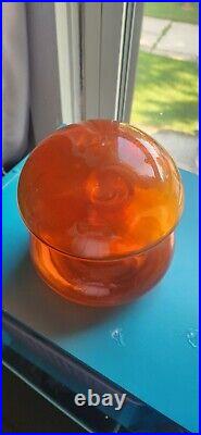 RARE Vintage MCM Greenwich Flint Craft Mushroom Decanter Orange