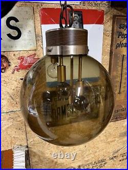 RARE Vintage MCM Swag Lamp Smoked Glass 36Globe Orb 4 Bulbs Cascading Lights