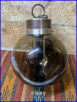 RARE Vintage MCM Swag Lamp Smoked Glass 36Globe Orb 4 Bulbs Cascading Lights