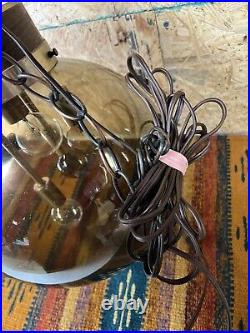 RARE Vintage MCM Swag Lamp Smoked Glass 36Globe Orb 4 Bulbs Cascading Lights