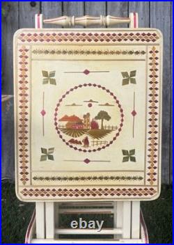 RARE Vintage Mid Century Danish Modern TV Tray Tables MCM Marquetry Wood OVERLAY