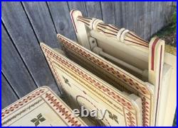 RARE Vintage Mid Century Danish Modern TV Tray Tables MCM Marquetry Wood OVERLAY