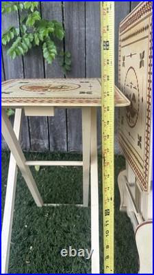 RARE Vintage Mid Century Danish Modern TV Tray Tables MCM Marquetry Wood OVERLAY