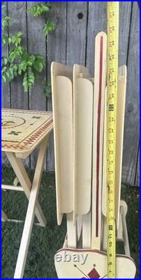 RARE Vintage Mid Century Danish Modern TV Tray Tables MCM Marquetry Wood OVERLAY