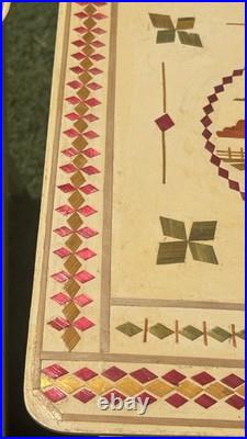 RARE Vintage Mid Century Danish Modern TV Tray Tables MCM Marquetry Wood OVERLAY