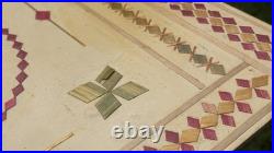 RARE Vintage Mid Century Danish Modern TV Tray Tables MCM Marquetry Wood OVERLAY