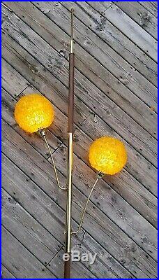 RARE Vintage/Mid-Century MOD Gold ROCK CANDY Tension POLE Floor to Ceiling LAMP