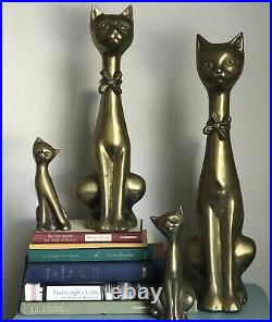 RARE Vintage Mid Century Modern Atomic Solid Brass Cool Cats Bow tie Set Of 4