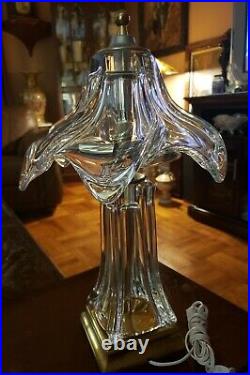 RARE Vintage Mid-Century Modern French Cofrac Art Verrier Crystal Table Lamp19