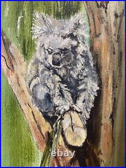 RARE Vintage Mid Century Modern Koala Australia Oil Painting, Phil Prentice
