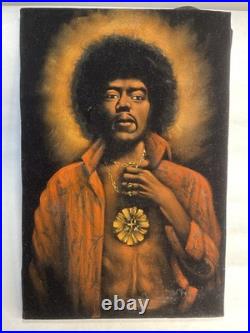 RARE Vintage Mid Century Modern MCM Jimi Hendrix Velvet Painting 12 x 18