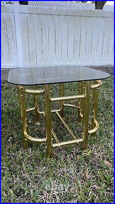 RARE Vintage Mid Century Modern Milo Baughman Brass Style End Tables Nightstands