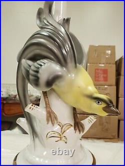 RARE Vintage Mid Century Porcelain Bird of Paradise Table Lamp 21 Tall