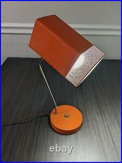RARE Vintage Orange Adjustable Metal Cube Desk Lamp Mid Century Modern 60s 70s