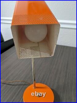 RARE Vintage Orange Adjustable Metal Cube Desk Lamp Mid Century Modern 60s 70s