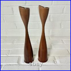 RARE Vintage Pair Cece Sweden Mid Century Wood Tulip Candlestick Holders 12.25 RARE Vintage Pair Cece Sweden Mid Century Wood Tulip Candlestick Holders 12.25