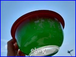 RARE Vintage Pyrex CHRISTMAS 1L Bowl Red Green #322 HTF SEASONS GREETINGS