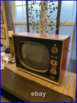 RARE Vintage RCA Victor CRT TV 15 Red Oriental Style Mid Century Modern