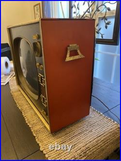 RARE Vintage RCA Victor CRT TV 15 Red Oriental Style Mid Century Modern