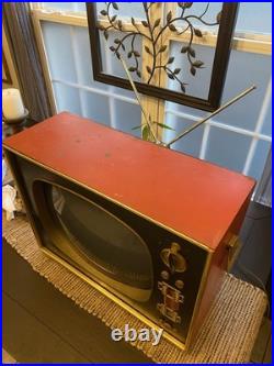 RARE Vintage RCA Victor CRT TV 15 Red Oriental Style Mid Century Modern