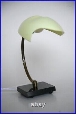 RARE Vintage Retro 1950s Mid Century Modern Italian Deco Brass Glass Table Lamp