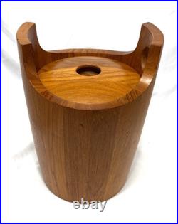 RARE Vintage Richard Nissen Teak Wood Ice Bucket MCM Danish made in Denmark