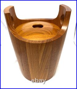 RARE Vintage Richard Nissen Teak Wood Ice Bucket MCM Danish made in Denmark