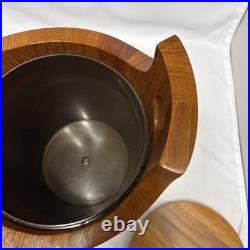 RARE Vintage Richard Nissen Teak Wood Ice Bucket MCM Danish made in Denmark