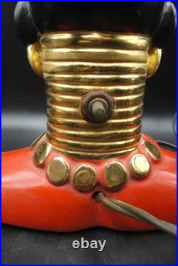RARE Vintage c. 1950's MCM Art Pottery BLACKAMOOR Bust TV Lamp Red/Black/Gold RARE Vintage c. 1950's MCM Art Pottery BLACKAMOOR Bust TV Lamp Red/Black/Gold