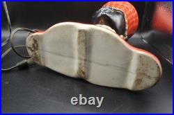 RARE Vintage c. 1950's MCM Art Pottery BLACKAMOOR Bust TV Lamp Red/Black/Gold