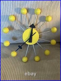RARE Vitra Ball Wall Clock YELLOW George Nelson Retro Mid-Century Modern Style