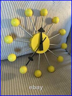 RARE Vitra Ball Wall Clock YELLOW George Nelson Retro Mid-Century Modern Style