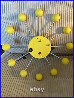 RARE Vitra Ball Wall Clock YELLOW George Nelson Retro Mid-Century Modern Style