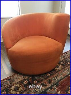 RARE Vladimir Kagan Mid-Century Modern Nautilus Swivel Chair with Ottoman Vintage