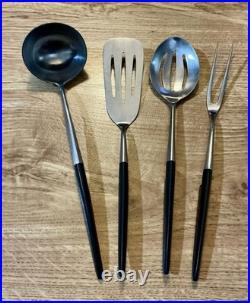 RARE Vtg EKCO ETERNA Black Epic Canoe Muffin Hooked Cooking Utensils 4 pieces