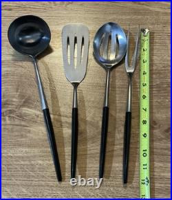 RARE Vtg EKCO ETERNA Black Epic Canoe Muffin Hooked Cooking Utensils 4 pieces