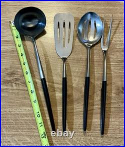 RARE Vtg EKCO ETERNA Black Epic Canoe Muffin Hooked Cooking Utensils 4 pieces