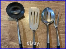 RARE Vtg EKCO ETERNA Black Epic Canoe Muffin Hooked Cooking Utensils 4 pieces