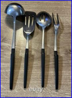 RARE Vtg EKCO ETERNA Black Epic Canoe Muffin Hooked Cooking Utensils 4 pieces