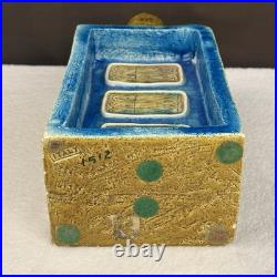 RARE! Vtg MCM Aldo Londi Bitossi Fritte Fish Fused Glass Ceramic Bottle Vase 50s