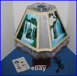 RARE Vtg MCM Rotating Waterfall Nature Sounds Motion Table Lamp Picture Light