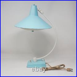 RARE Vtg MCM Turquoise Cone Desk Lamp 18 Perforated Diffuser
