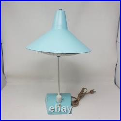 RARE Vtg MCM Turquoise Cone Desk Lamp 18 Perforated Diffuser
