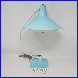 RARE Vtg MCM Turquoise Cone Desk Lamp 18 Perforated Diffuser