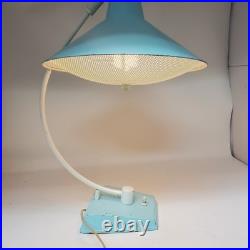 RARE Vtg MCM Turquoise Cone Desk Lamp 18 Perforated Diffuser