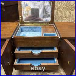RARE Vtg Mid Century Modern 8 Drawer, 2 Door Wood Jewelry Miniature Dresser RARE Vtg Mid Century Modern 8 Drawer, 2 Door Wood Jewelry Miniature Dresser